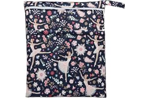 SIGZAGOR Wet Bag Baby Cloth Diaper Nappy Washable with Two Zippered Pockets Girls (Ballerina Dance)