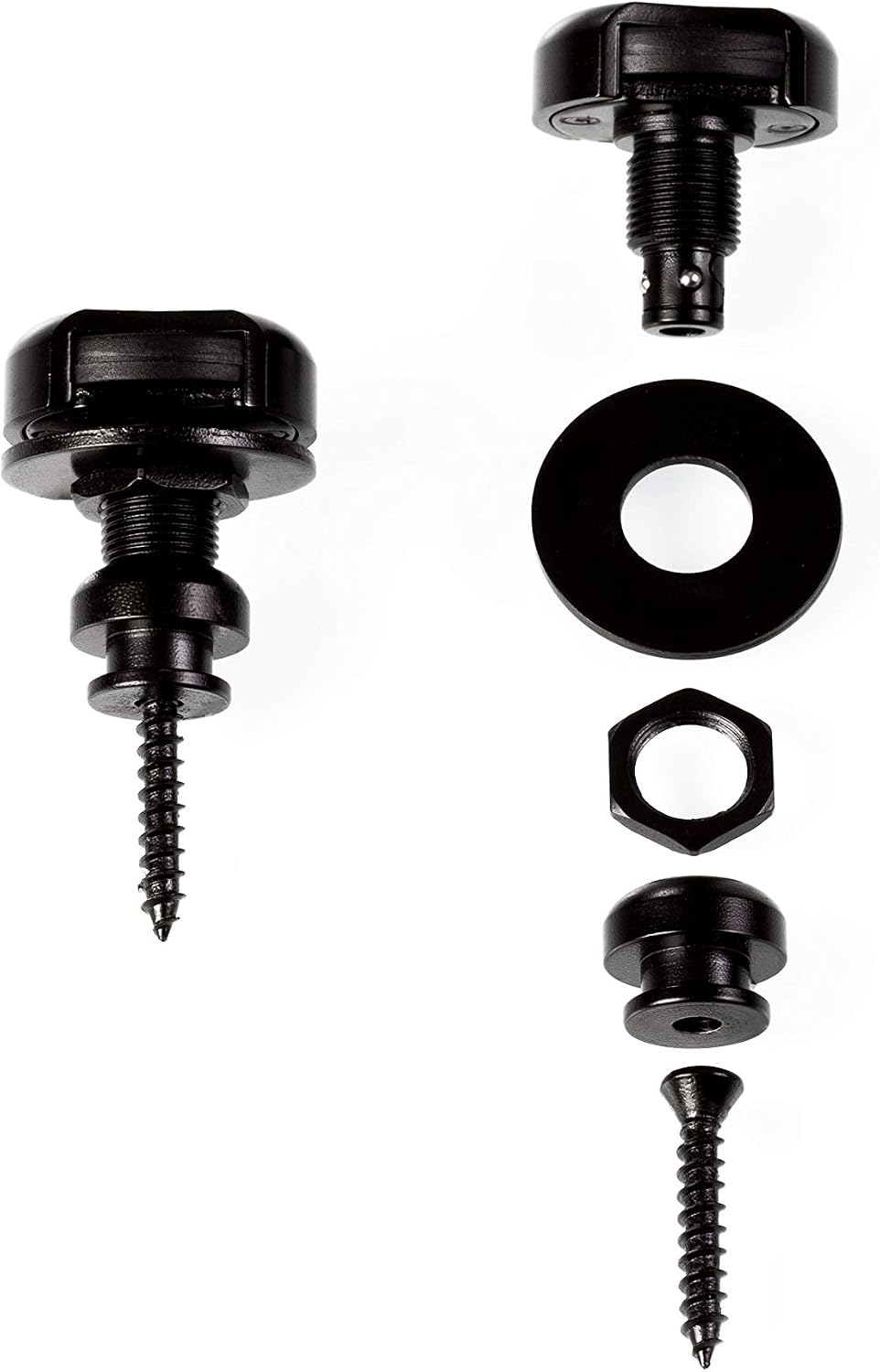 Levy's Leathers Guitar Strap Lock Set including Unique Side Pinch Release; Black Finish (LEVYSLKSTPBTNMB) - Image 3