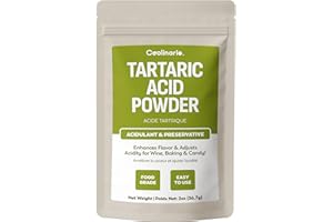 Coolinario Tartaric Acid Powder (2 Oz) Natural Acidulant for Wine, Baking & Candy | Enhances Flavor & Adjusts Acidity | Ideal