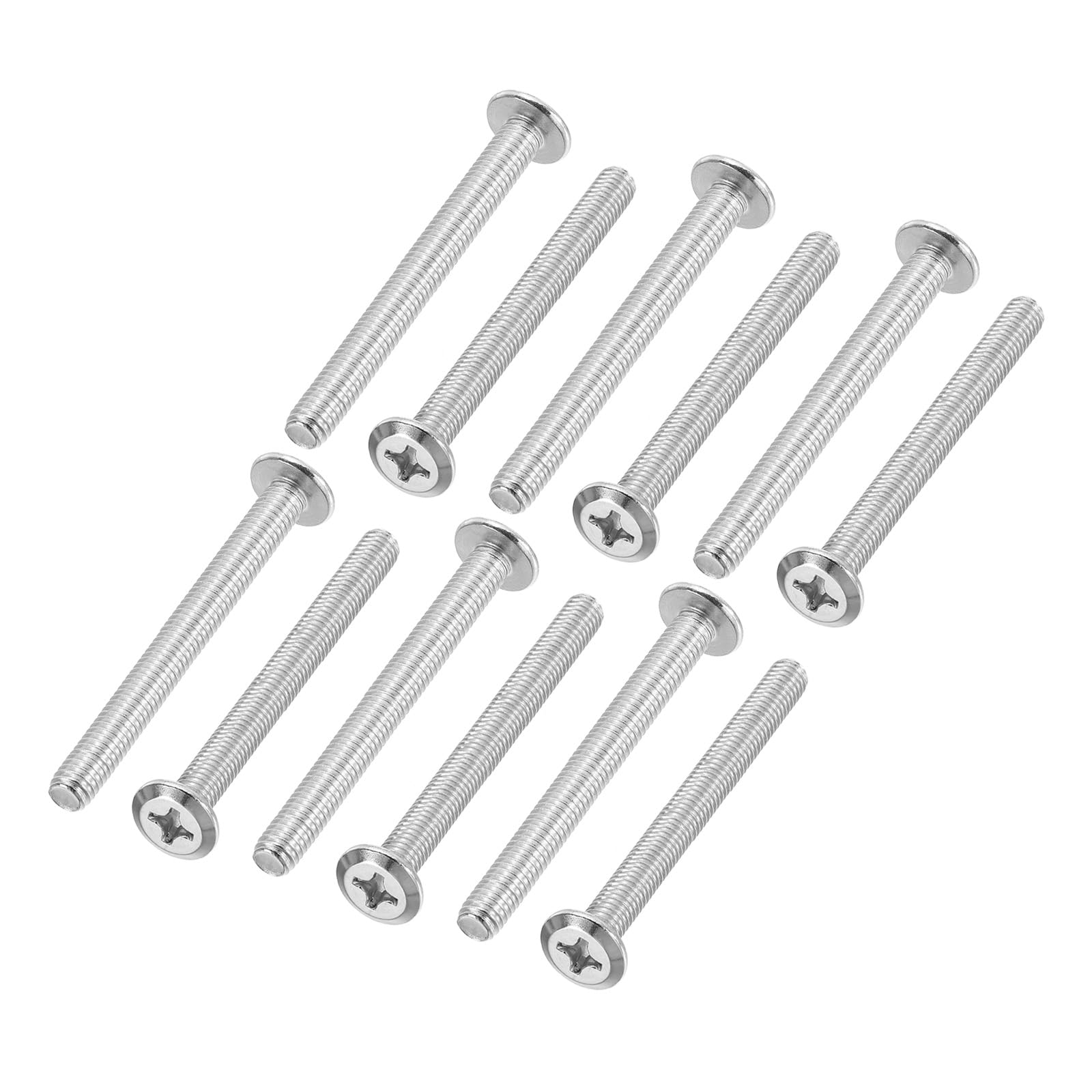 PATIKIL Flat Round Head Phillips Screws, 8 Pack M6-1 x 60mm Binding Screws 304 Stainless Steel 18-8 Full Thread, Phillips Drive Machine Screw Furniture Screw Connector Bolts