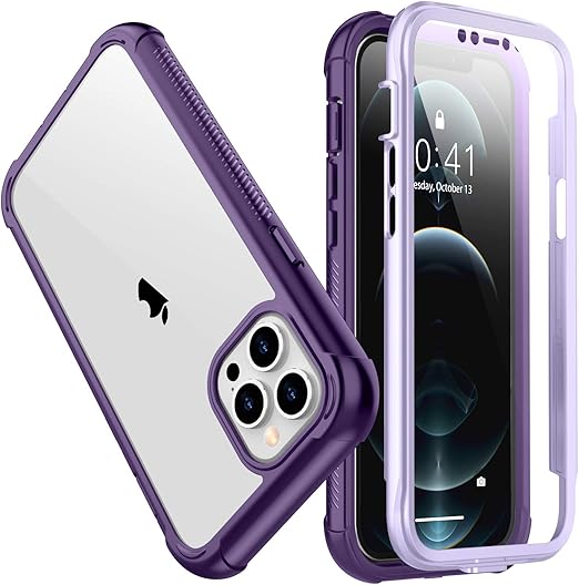 Amazon Com Spidercase Compatible With Iphone 12 Pro Max Protective Case With Built In Screen Protector Purple Clear Amazon Com Spidercase Compatible With Iphone 12 Pro Max Protective Case With Built In Screen Protector Purple Clear