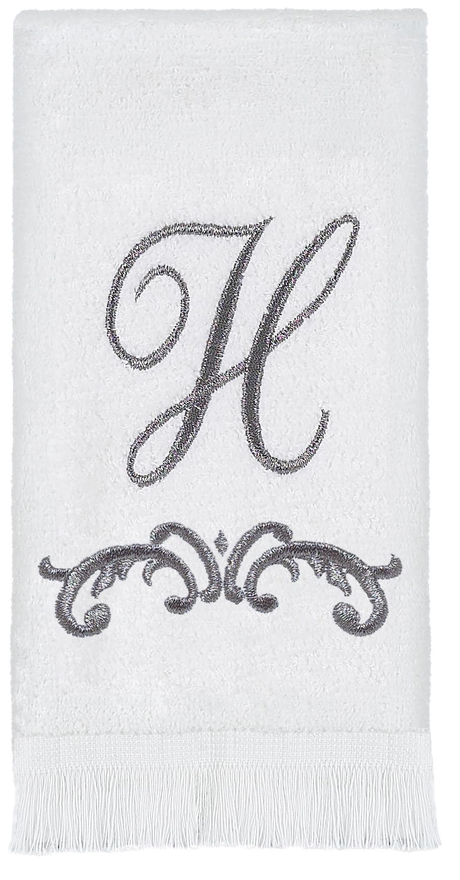 Avanti Linens 13474WPW Monogrammed Fingertip Towel, H, White