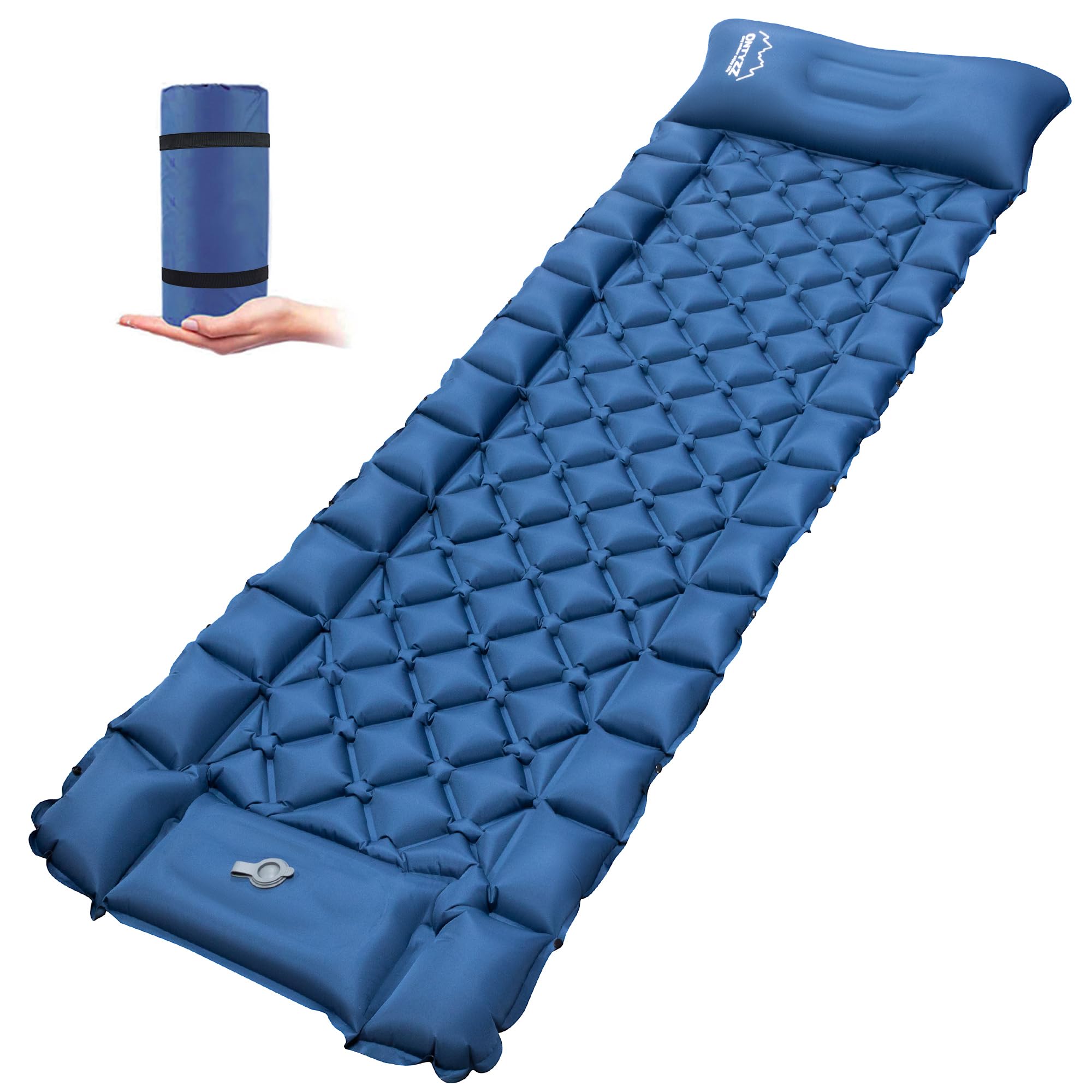 ONTYZZ Inflatable Camping Mat, Ultralight Compact Waterproof Air Mattress with Built-in Foot Pump and Pillow, Backpacking Sleeping Pad for Outdoor Hiking, Travel Sleeping Mat