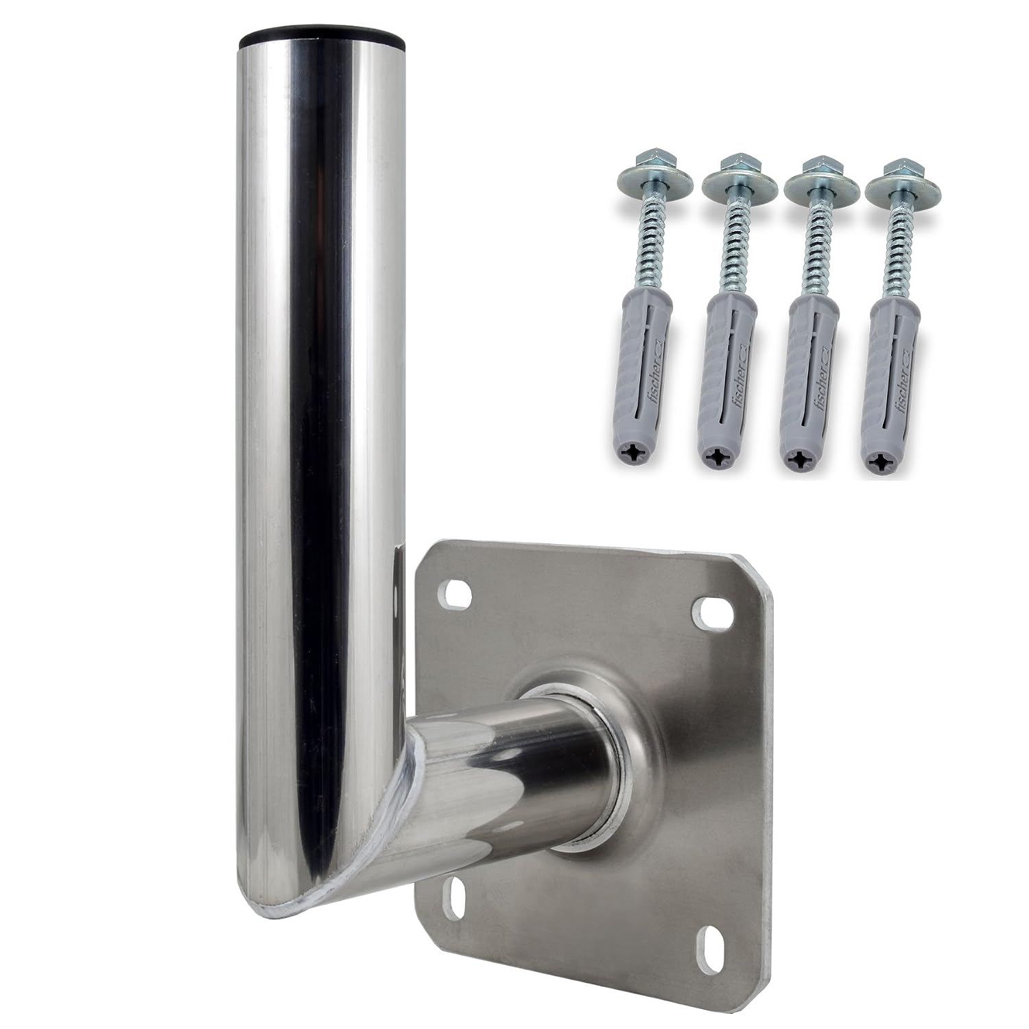 Support Mât Antenne Satix 40cm - Acier Galvanisé - Pour Parabole Ou Antenne Terrestre - Fixation Balcon