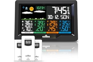 Weather Stations Wireless Indoor Outdoor with Multiple Sensors, SZFZMZ Color Display Weather Station Indoor Outdoor Thermometer Wireless Weather Forecast Station, Digital Atomic Clock with Backlight