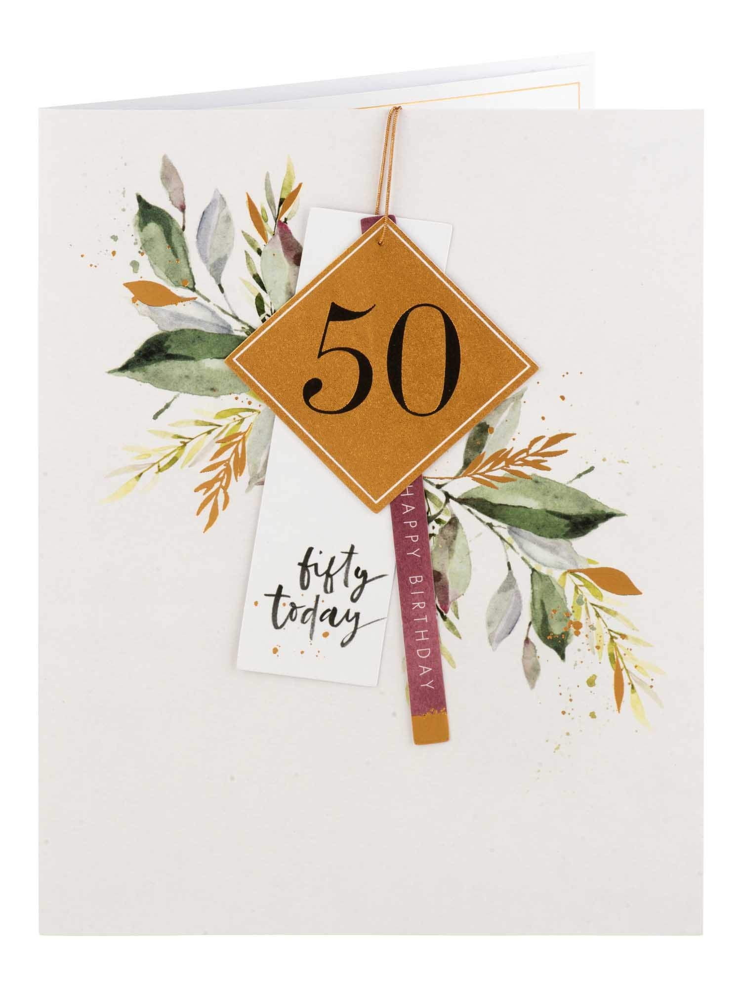 Clintons: Layered Tags 50th Birthday Card, 50th Milestone Birthday Greetings Card, 200x156mm, multi, 1140184