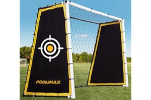 PodiuMax 4 in 1 Soccer Goal & Rebounder, 7x5ft Rebound Net with Upgrade Frame, Steel Ground Pass Net for Backyard Park Field, Soccer Kick Back Trainer for High Passing, Low Passing & Shooting Training