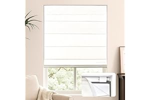 LazBlinds No Tools No Drill Cordless Roman Shades for Windows, Blackout Thermal Insulated UV Blocking Window Blinds, Lightweight Fabric Blinds for Indoor Windows, 35" W x 60" H, Blackout - White