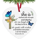 Christian Gifts for Women Christian Christmas Ornaments Bible Verses Ceramic Ornament Inspirational Gift for Girls Daughter Friends Sisters Cousin Coworker Baptism Faith Gifts Spiritual Religious Gift