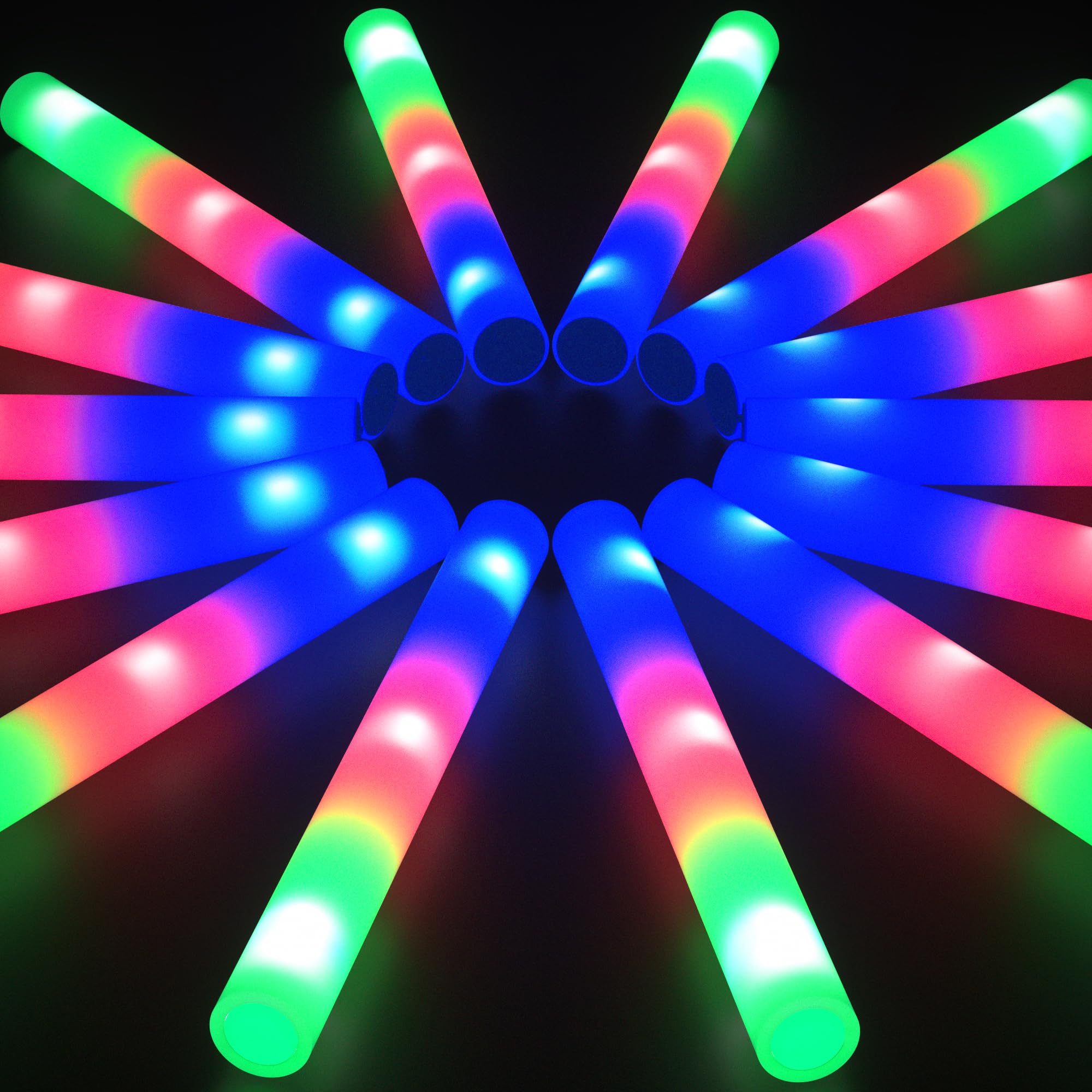 Photo 1 of 16Pcs 16 Inch Giant Party Foam Glow Sticks, Led Light Up Wedding Glow Sticks Bulk, 3 Colorful Flashing, Work 8hrs, Glow In The Dark Party Supplies Favors For Wedding/Birthday/Concert/DJ