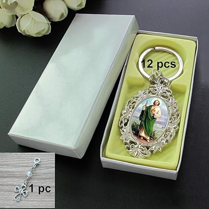 Amazon Com 12 Pcs St Jude Metal Keychian Ring Baptism Favors Boy
