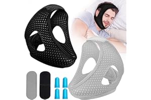 PJTLGYELEE Chin Strap for Sleeping CPAP User, Anti Snore Chin Strap to Keep Mouth Closed, Airflow Jaw Strap for Sleep Anti Snoring Chin Straps for Men Women Stop Snoring Strap with Earplugs (2pack)