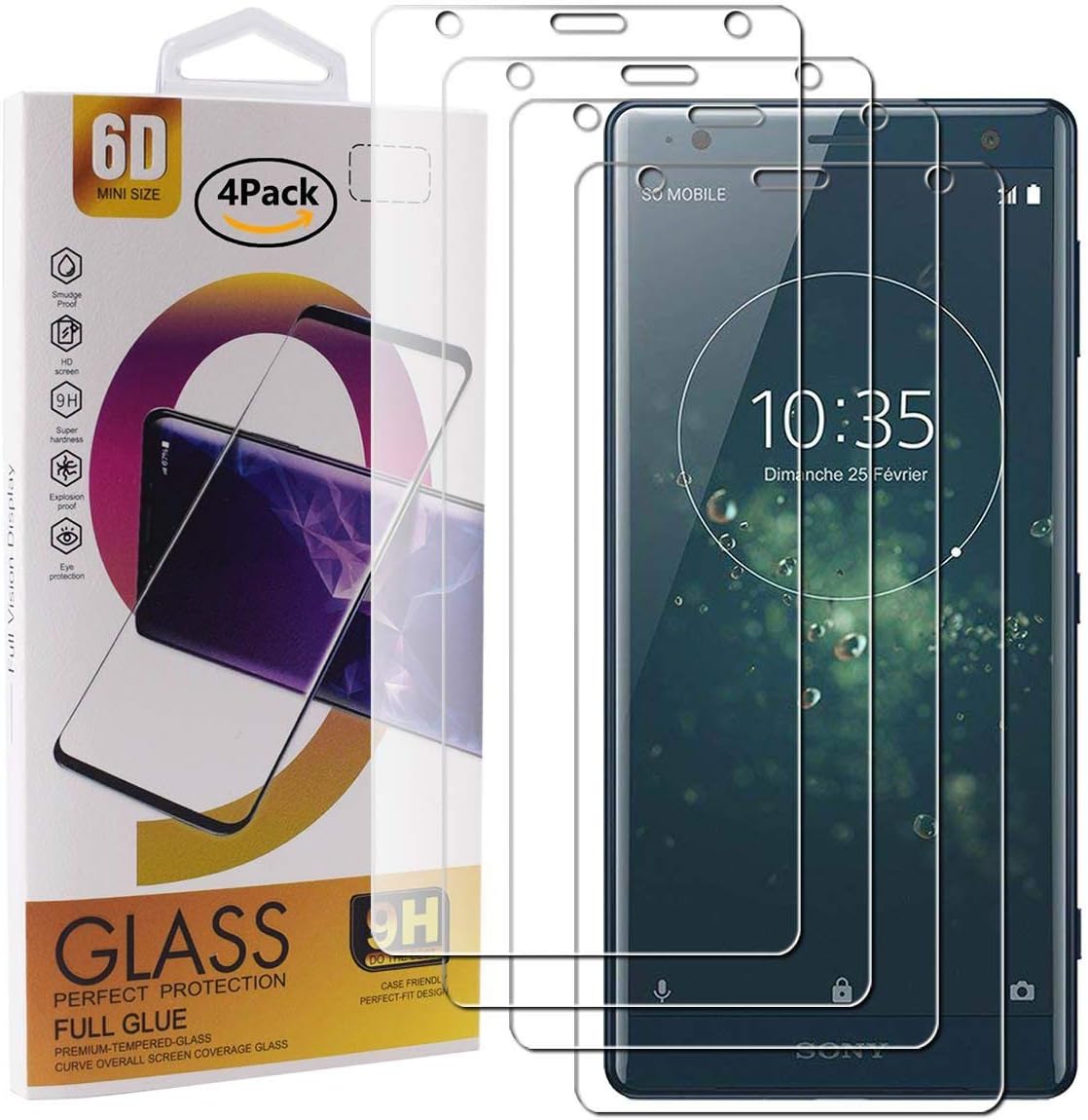 Guran 4 Pack Tempered Glass Screen Protector For Sony Xperia XZ2 Smartphone Scratch Resistance Protection 9H Hardness HD Transparent Shatter Proof Film