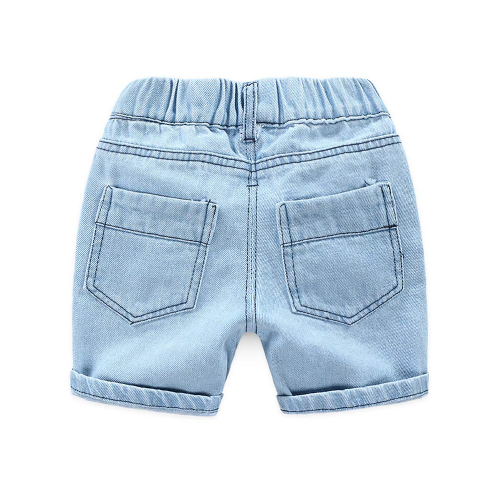 blue jean shorts with elastic waistband