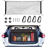 pulwury Cargo Net Stretchable, 35.4x15.8in Car Exterior Accessories for SUV | Jeep, Trucks,Dual-Layer Nylon storage organizer Heavy Duty Carabiners ideal for trunk storage