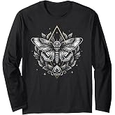 Moth Lepidoptera Heterocera Folkloric Wiccan Nature Goth Long Sleeve T-Shirt