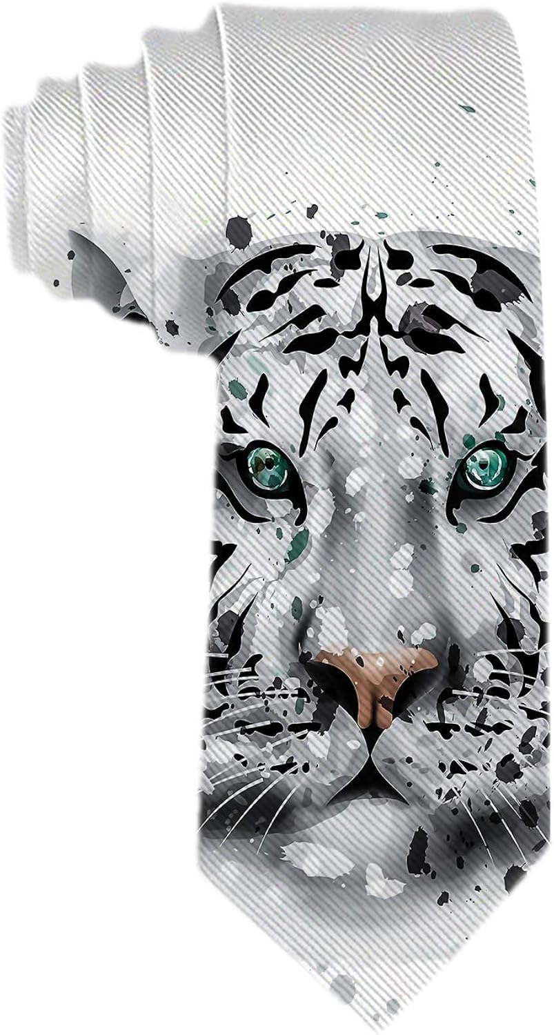 Männer moderne formale Krawatte weißer Tiger Aquarell Wildlife Annimal