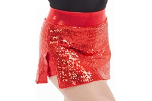 ALEXANDRA COLLECTION Sequin Skort Built-in Shorts Dance Performance Bottom for Girls