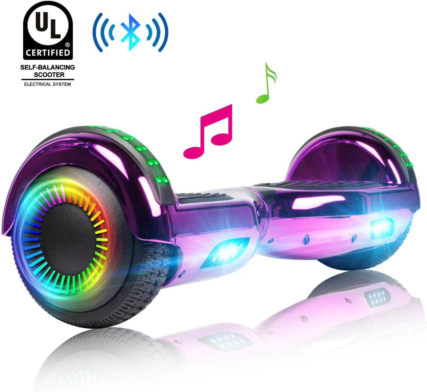 Spadger Hoverboard 6.5" Self Balancing Hoverboard Electric Scooters for Kids Adults w/Built- in LED Wheel Lights Free Carry Bag