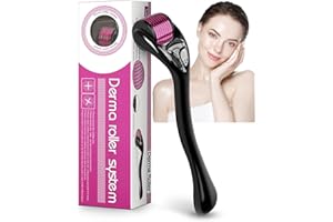 ONLYSKY BEAUTY Beard & Hair Roller Black 540 Titanium Microneedling Derma Roller Face Home Use 0.25mm (Black Handle+Purple Roller)