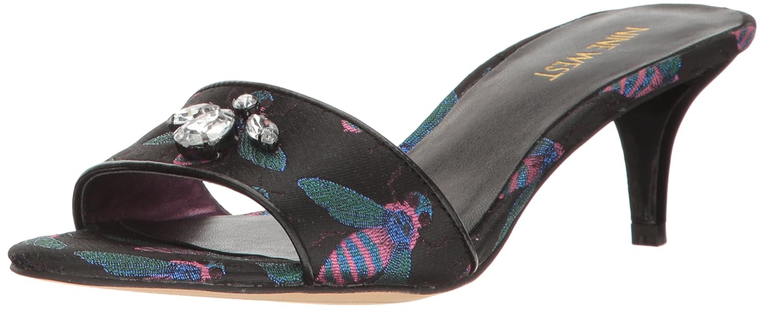 nine west lavender fabric mule black 5 b(m) us