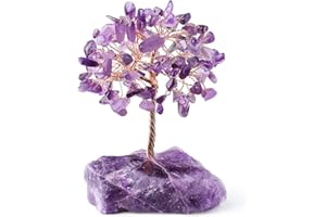 YATOJUZI Amethyst Healing Crystal Tree Natural Crystals Gemstone Stone Base Copper Wire Tree Life Money Trees Feng Shui Purple Home Office Desk Decor Reiki Spiritual Energy Tree Gifts for Good Luck