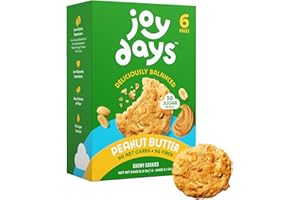 Joydays Peanut Butter Cookies, Low Sugar, Healthy Snacks for Adults and Kids, Snack Packs, Low Glycemic Soft Baked Cookie for Breakfast or Dessert, 3g Protein, 3g Sugar, 5g Fiber, 6 Pack, 12 Cookies