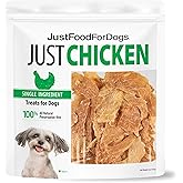Just Food for Dogs Single Ingredient Healthy Dog Treats and Dog Snacks, Jerky Treats, Human Grade, Preservative and Grain Free, Rawhide Free Chews, Low Calorie Treat - Chicken Breast, 5 oz