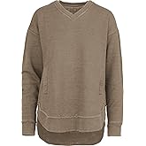 Royce Melange East Hall Fleece Sweatshirt: Vee-Neck Hi-Lo with Pockets