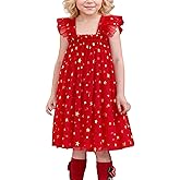 Happy Cherry Toddler Baby Girl Christmas Tutu Dress Square Neck Sleeveless Xmas Dresses 1-7Y