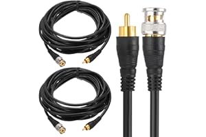 MECCANIXITY 2 Pcs BNC Male to RCA Male Coaxial Cable, 5M RG59 75-3 Video Cable Extension Connector for DVR CCTV Camera Securi