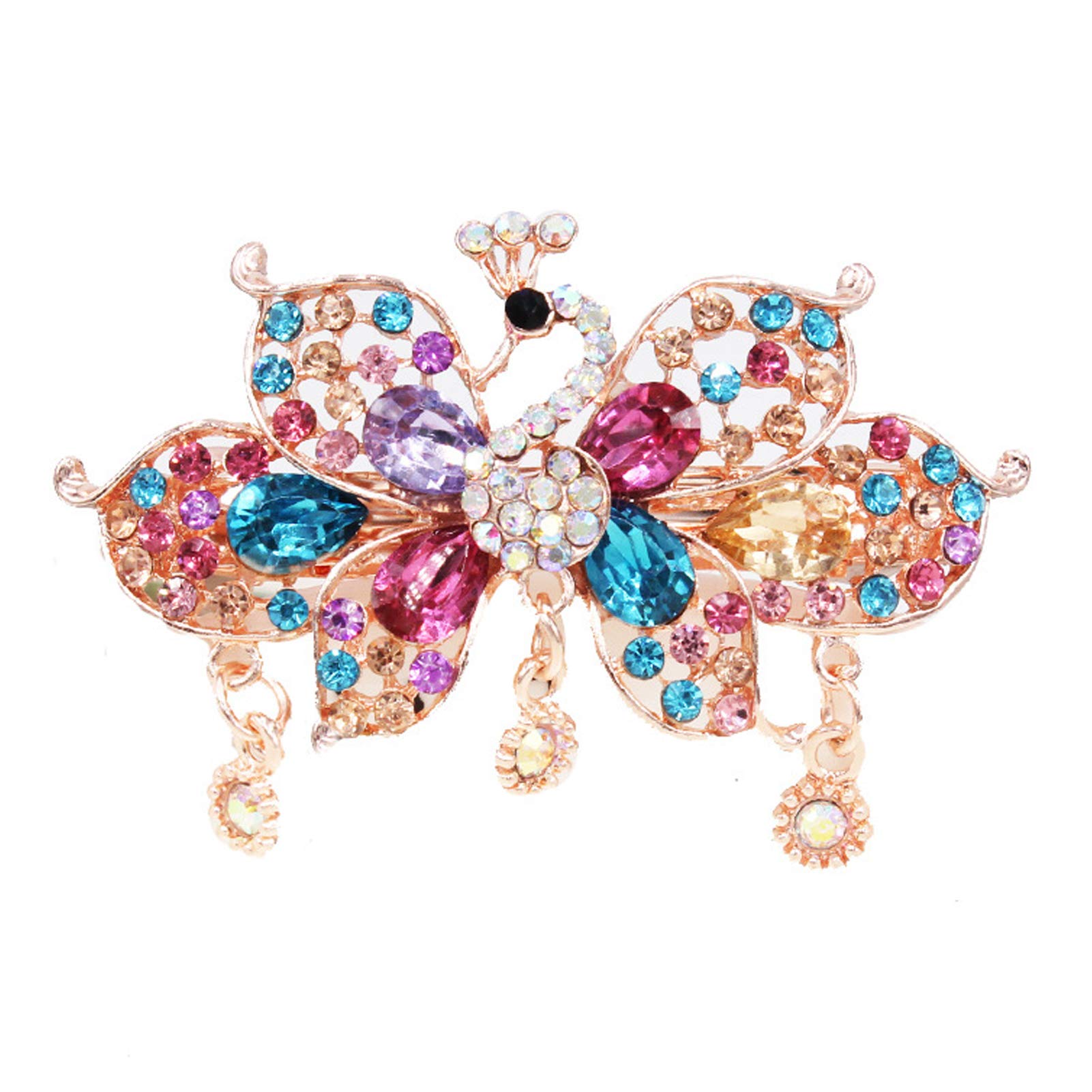 Rhinestone Peacock Hair Clip Women Hair Clips Female Elegant Clip Hairgrip Fashion Hair Claw Clips Lady Elegant Dovetail Spring Clip