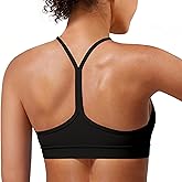 Padded Y-Back Sports Bra for Women - Racerback Low Impact Spaghetti Strap for Yoga Workout Top