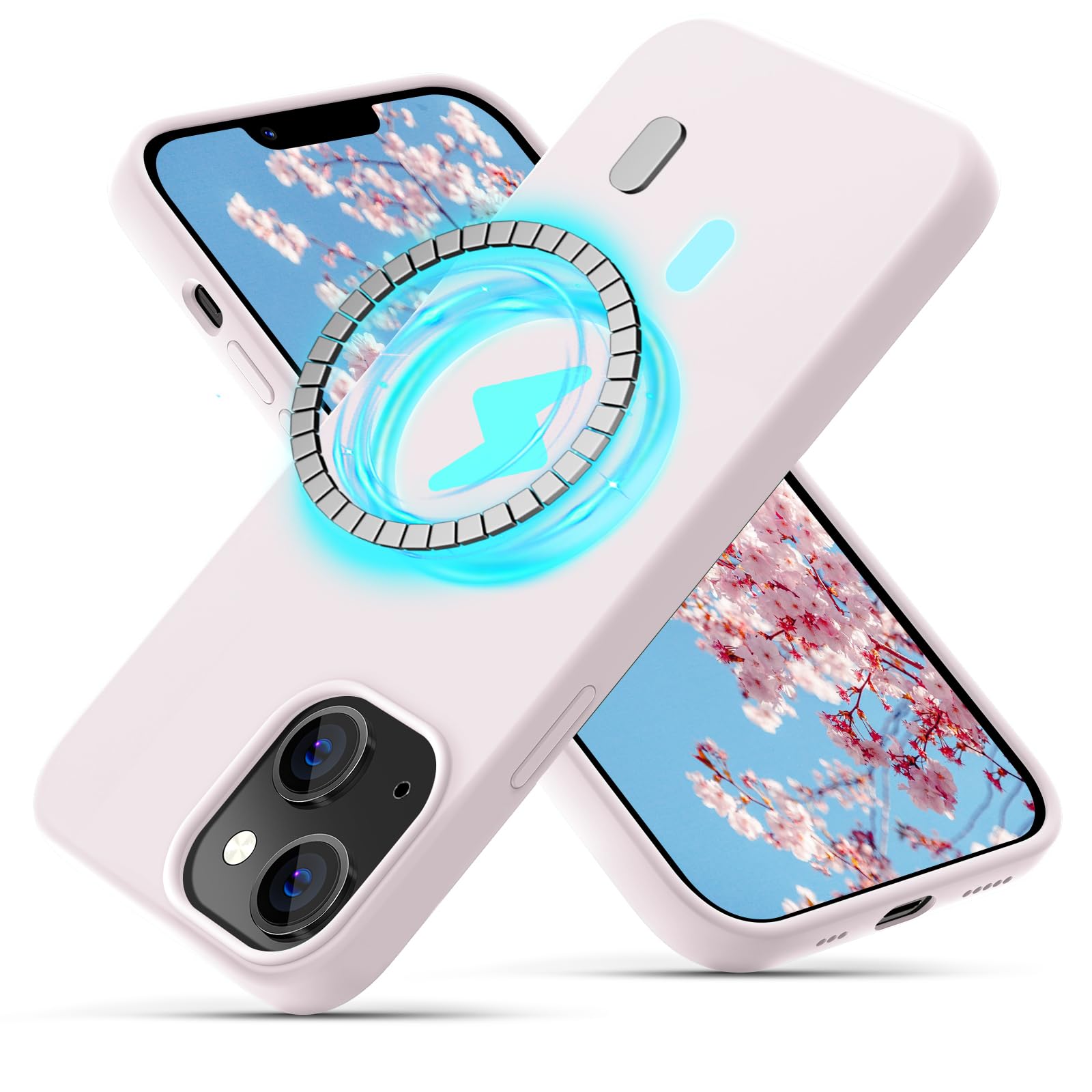 OIIAEE Silicone Case Designed for iPhone 13 Case, Ultra Slim Shockproof Protective Liquid Silicone Phone Case with Soft Anti-Scratch Microfiber Lining, 6.1 inch.Chalk Pink — image 1
