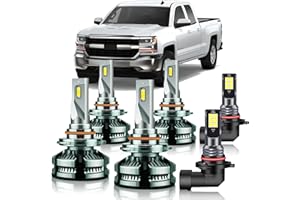 Saburcum For 2003 2004 2005 2006 Chevy Silverado 1500 2500HD 3500 High/Low Beam & Fog Light Bulbs Combo, 6000K White 40000LM Super Bright Lights Bulb,Pack of 6