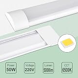 muzha 2 Packs LED Batten Lights 5FT 50W 6500K 5000lm PC Body Low Profile view 3