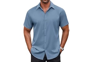 COOFANDY Men's Casual Button Down Shirts Short Sleeve Wrinkle Free Dress Shirts Beach Summer Shirt