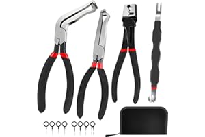 BCJCLTS 4 Pieces Electrical Disconnect Pliers for Cars, Electrical Connector Separator Tool and Automotive Electrical Connector Disconnect Pliers,Fuel Line Petrol Clip (Black 4 PCS)
