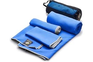 OlimpiaFit Quick Dry Towel - 3 Size Pack of Lightweight Microfiber Travel Towels w/Bag - Fast Drying Towel Set for Camping, Beach, Gym, Backpacking, Sports, Yoga & Swim Use