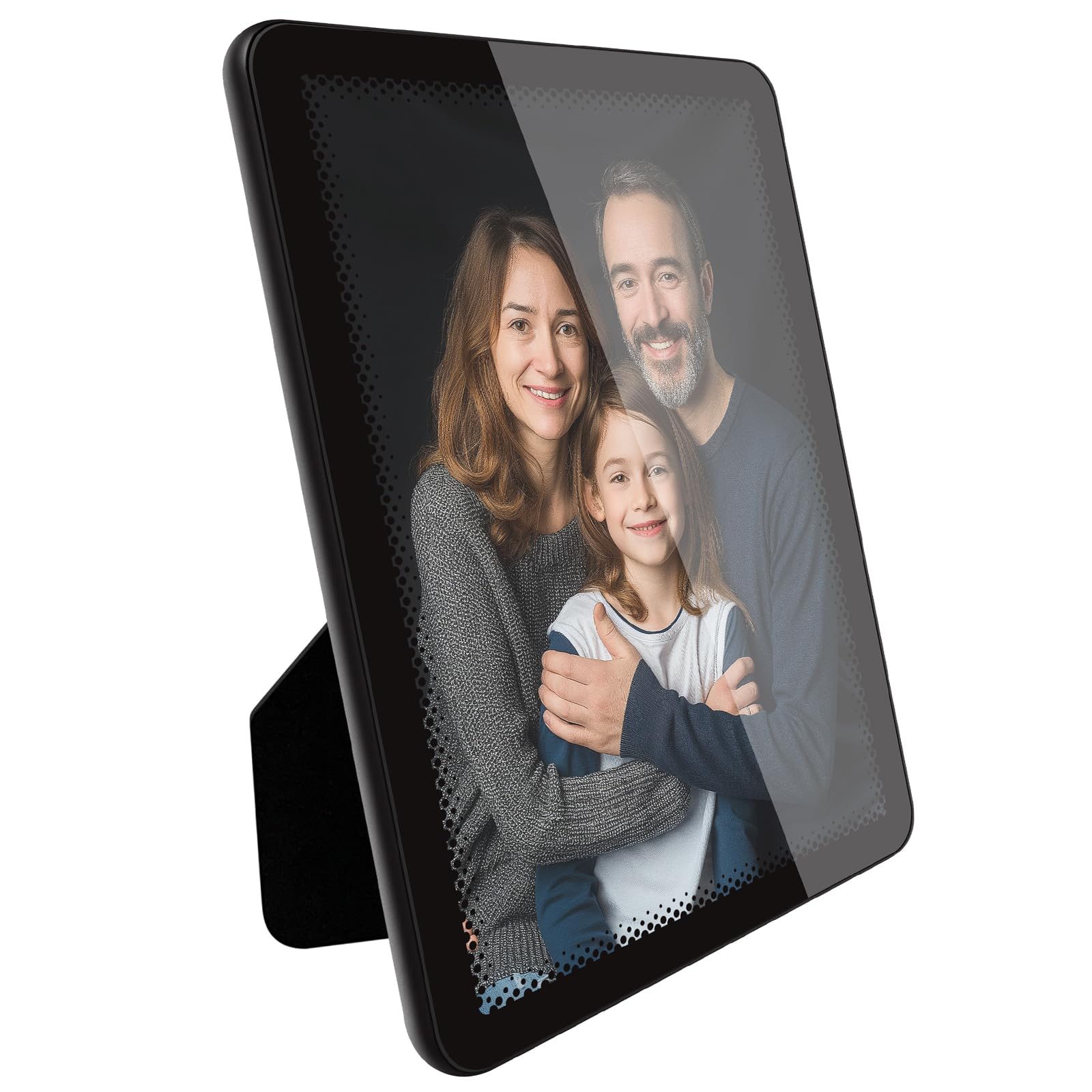 ASEEWO Black 5x7 Photo Frame Matel, Picture Frames Black, 7x5 frames Matted for wall and tabletop Decor (5x7, black+dots)