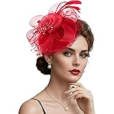 DRESHOW Fascinators Hats for Women Tea Party Hat Vintage Derby Pillbox Kentucky Hat Church Cocktail Headwear