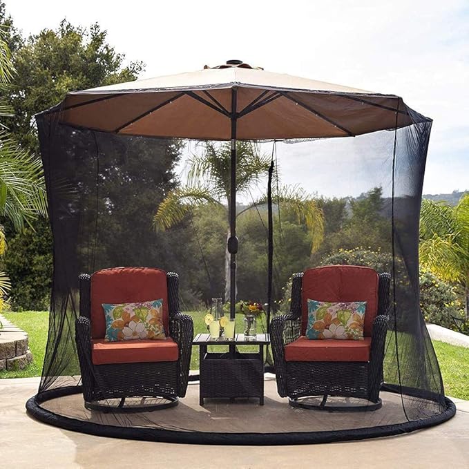 Moskitonetz Im Freien Regenschirmabdeckung Moskitonetz Bildschirm Garten Bildschirm Im Freien Parasol Net Bug Fur Patio Deck Mobel Reissverschluss Mesh Gehause Amazon De Sport Freizeit