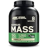 Optimum Nutrition Serious Mass, Weight Gainer Protein Powder, Mass Gainer, Vitamin C and Zinc for Immune Support, Creatine, Vanilla, 6 Pound (Packaging May Vary)