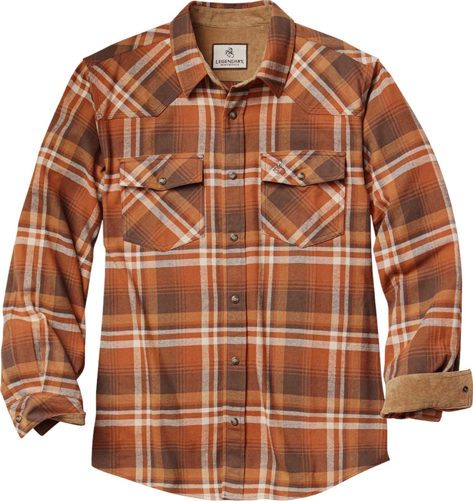 Legendary Whitetails Mens Western Flannel Shirt Button Up Brushed Cotton, Ember Grove Plaid, LRG Image