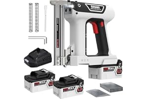 GoYwato 21V Cordless Nail Gun - 18 Gauge 2 in 1 Battery Powered Electric Brad Nailer with 2 x 4.0Ah Batteries & Charger & 1000 Nails & 1000 Staples for DIY & Home Improvement & Wood Working