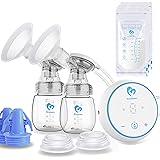 Bellababy MiniO Breast Pump,Electric Double Breast Pump Rechargeable,Come with 24mm Detachable Flanges ,10 Storage Bags,2 Sto
