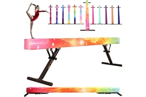 defulion 8 Ft Gymnastic Balance Beam with Adjustable Height From7 inch to 22 inch for Kids Children Home Practice, Adjustable Balance Beam with Leg, High and Low Floor Gymnatic Training Beam