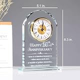 Movdyka Glass Desk Clock Keepsake 50th Anniversary Gift Golden Wedding Present view 4
