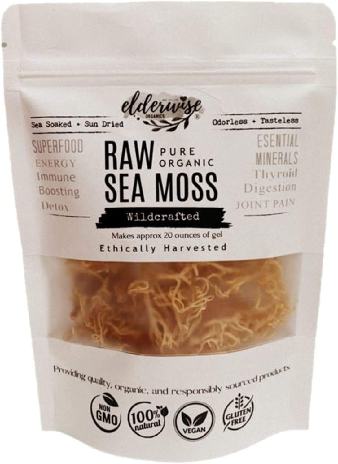 Organic Sea Moss WILDCRAFTED Raw + Non GMO Sundried
