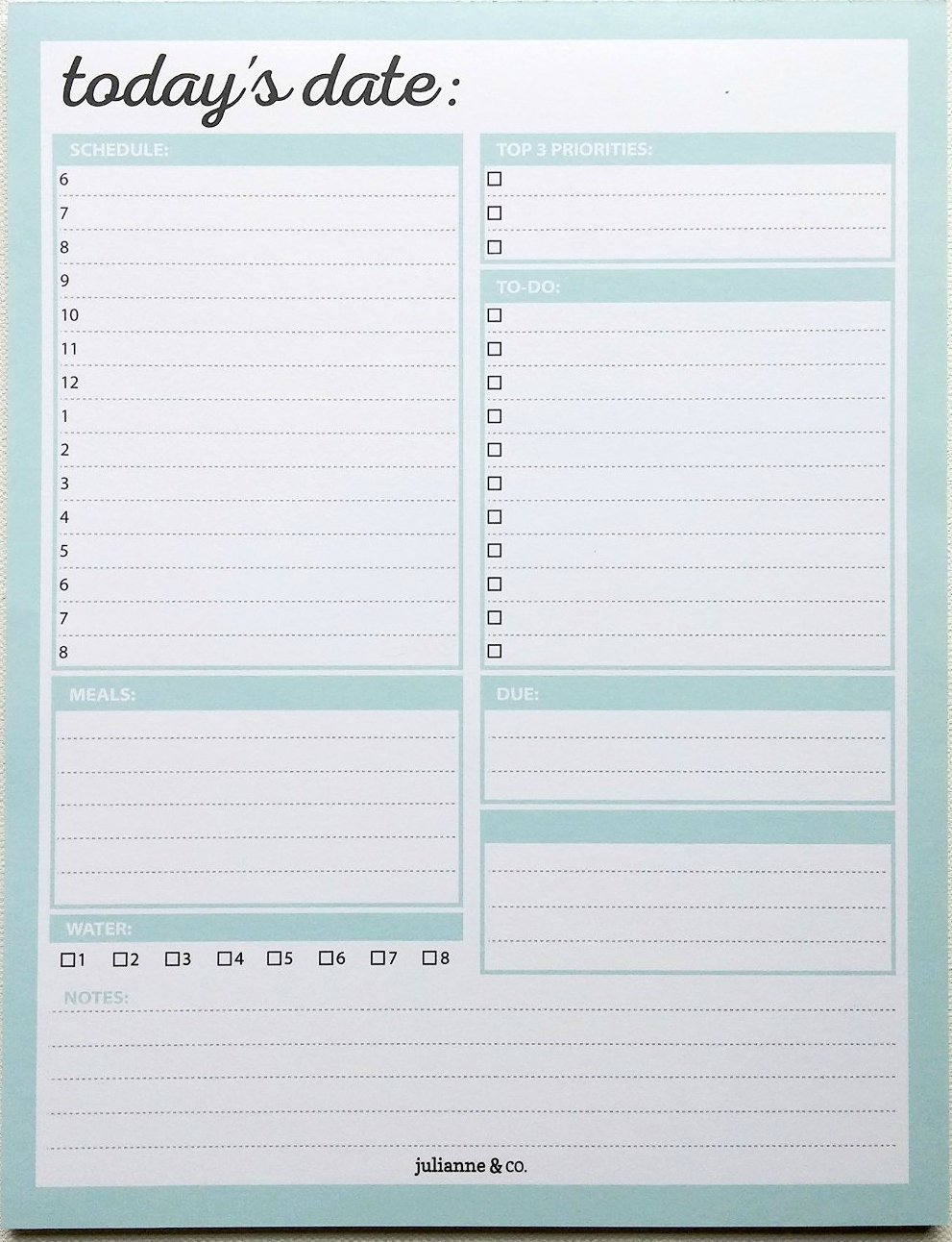 Daily To Do List Notepad And Day Planner 8 5 X 11 By Julianne Co Amazon In Office Products